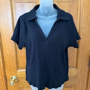 Old Navy Black Ribbed Short Sleeve Top